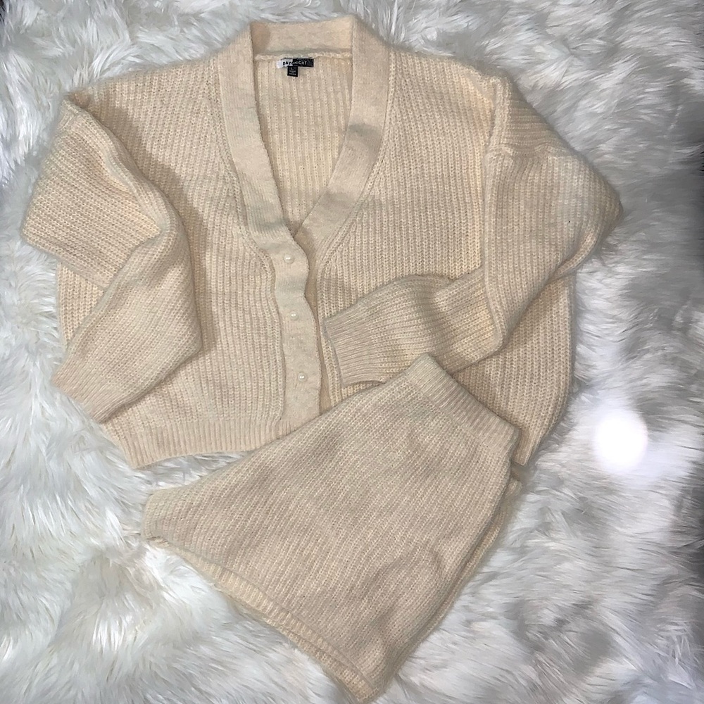 Fashion Nova Beige Cardigan Set